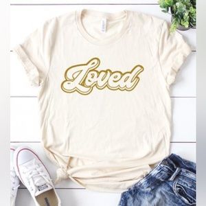 Loved Graphic Tee Cream & Gold All Sizes! NWT